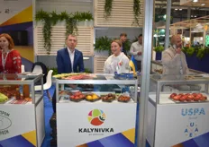 Olena Antonova on the right, managing partner of Kalynivka. On the left is Vladyslav Dalyeyev, a USAid contractor. Kalynivka exports tomatoes from Ukraine.